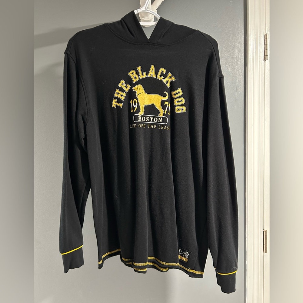 The Black Dog Black Hoodie with Yellow Accents